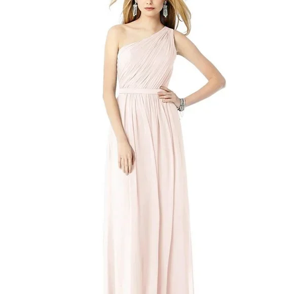 sachin and babi light blue dress One Shoulder Organza Bodycon Midi Dress in Blush